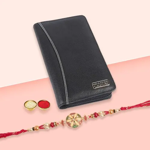 Stunning Kundan Rakhi  N  Leather Passport Holder Set