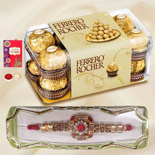 Shimmering Rakhi in Box with Ferrero