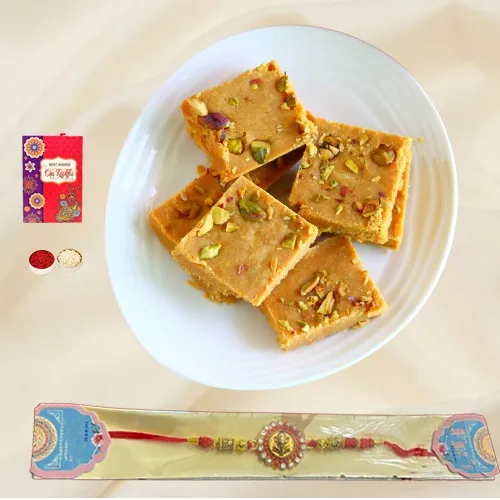 Soulful Rakhi with Pure Besan Barfi