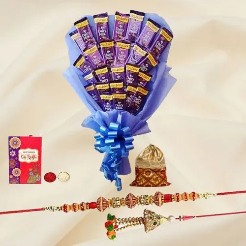 Elegant Bhaiya Bhabhi Rakhi N Chocolates Combo