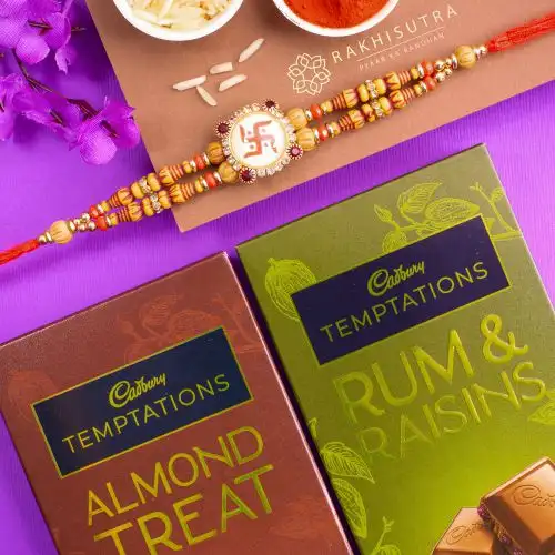 Holy Swastik Rakhi N Cadbury Temptation Duo