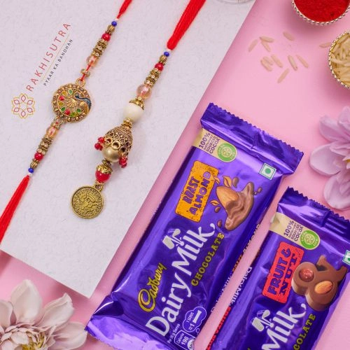 Graceful Kundan Bhaiya Bhabhi Rakhi N Cadbury Duo