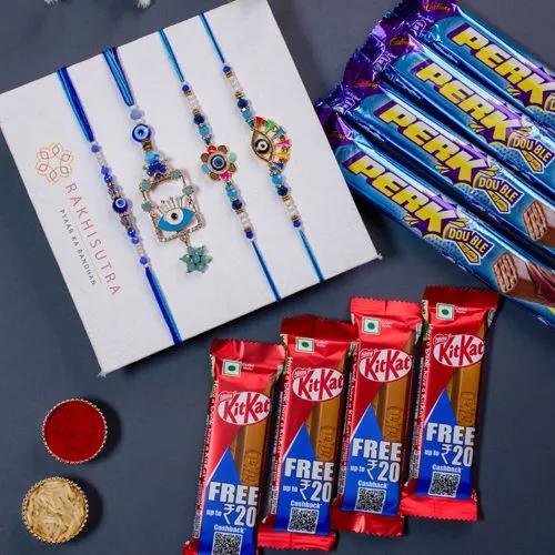 Protective Evil Eye Rakhi N Chocolaty Combo