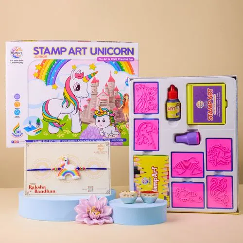 Stunning Unicorn Rakhi N Unicorn Art Craft Kit Combo