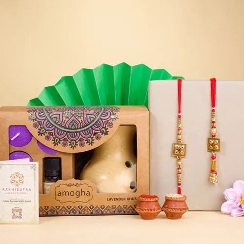 Premium Kundan Bhaiya Bhabhi Rakhi N Aromatic Delight