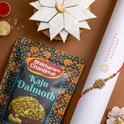 Kundan Rakhi N Gourmet Kaju Treats Combo