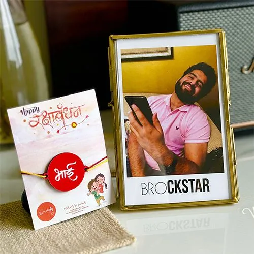 Elegant Bhai Rakhi N Personalized Metal Frame Combo