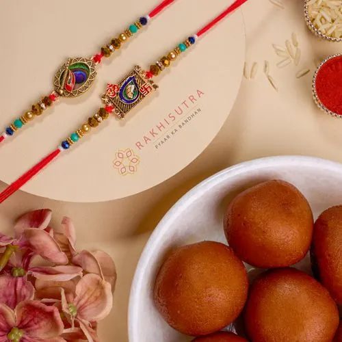 Rakhi Celebration Set  Kundan and Gulab Jamun