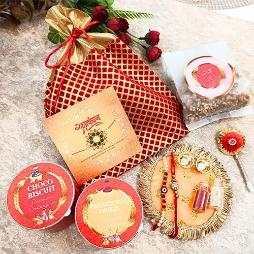 Rakhi Essentials Red Potli Gift