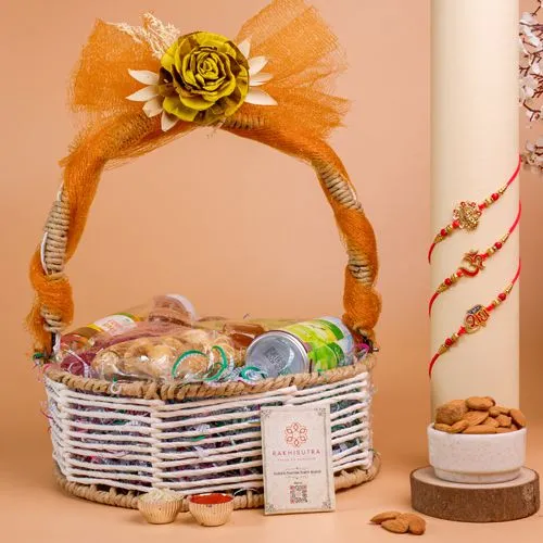 Delicious Treats and Rakhis Combined Basket