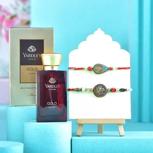 Premium Twin Rakhis with Perfume Gift