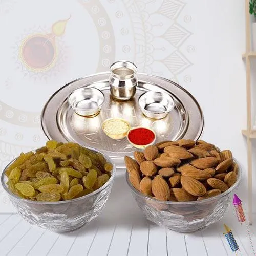 Marvelous Pooja Thali with Assorted Dry Fruits