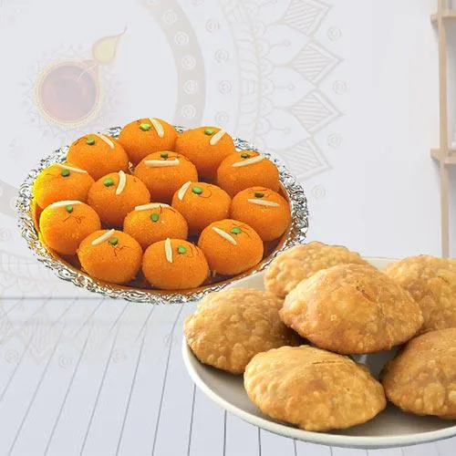 Delectable Boondi Ladoo with Kachori