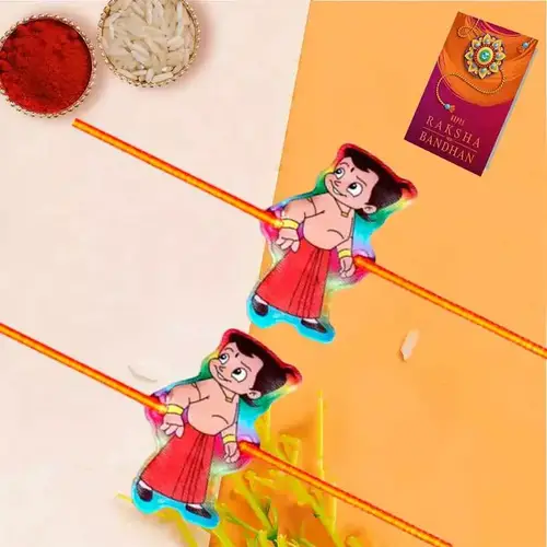 Cool Chota Bheem Rakhi Set of 2 with Free Roli Tika n Card