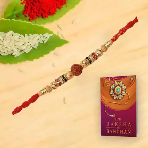 Golden Tie Rudraksha Rakhi