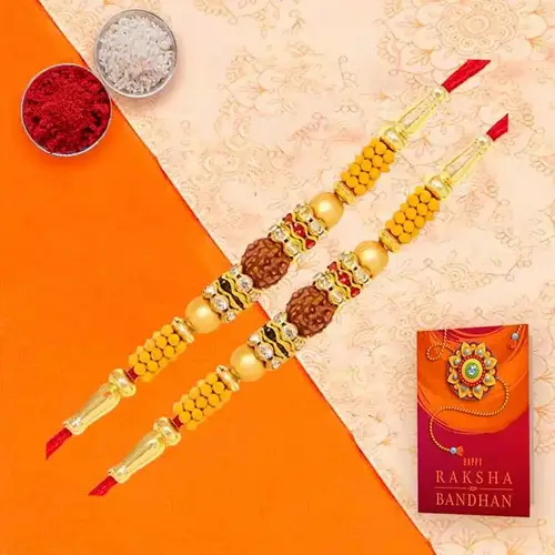 Simply Awesome Golden Beads Rakhi