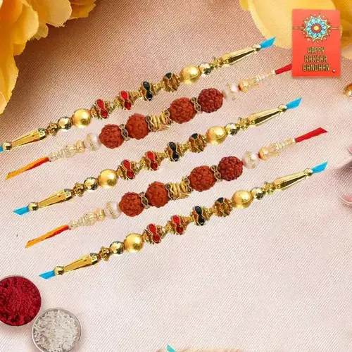 Rudraksha Rakhi n Jazzy Beads Rakhi Combo