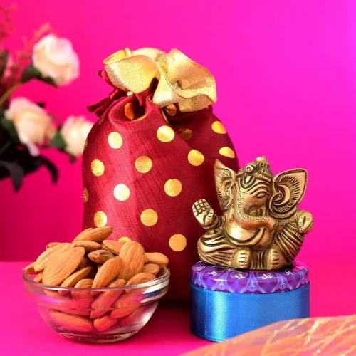 Elegant Brass Ganesha & Almond Treats