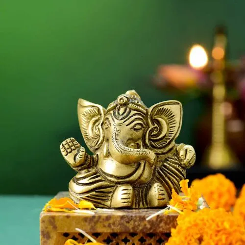 Charming Brass Ganesha Idol