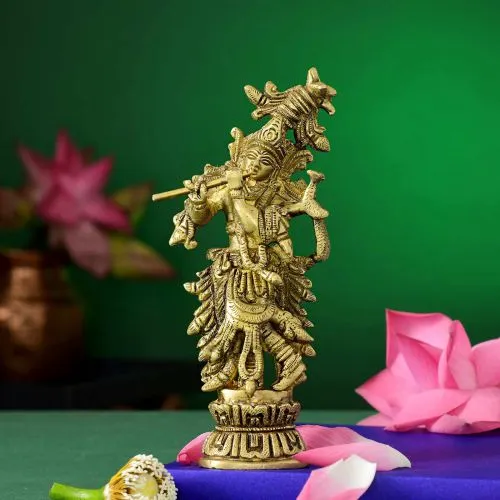 Divine Brass Krishna Idol