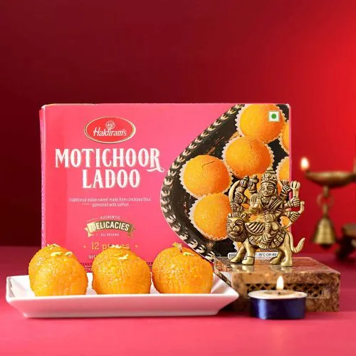 Divine Durga Idol & Laddoo Treat