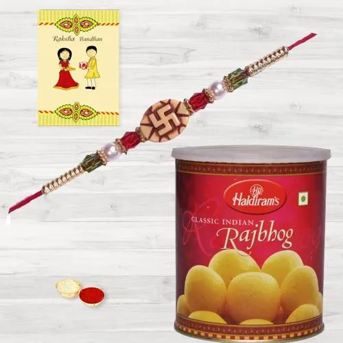 Designer Rakhi with Rajbhog from Haldirams