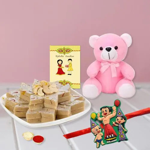 Fancy Kids Rakhi with Teddy n Kaju Katli