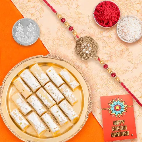 Rakhi Delight with Kaju Treats & Silver Blessings