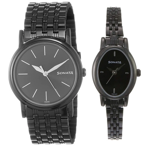 Marvelous Sonata Black Dial Pair Watch